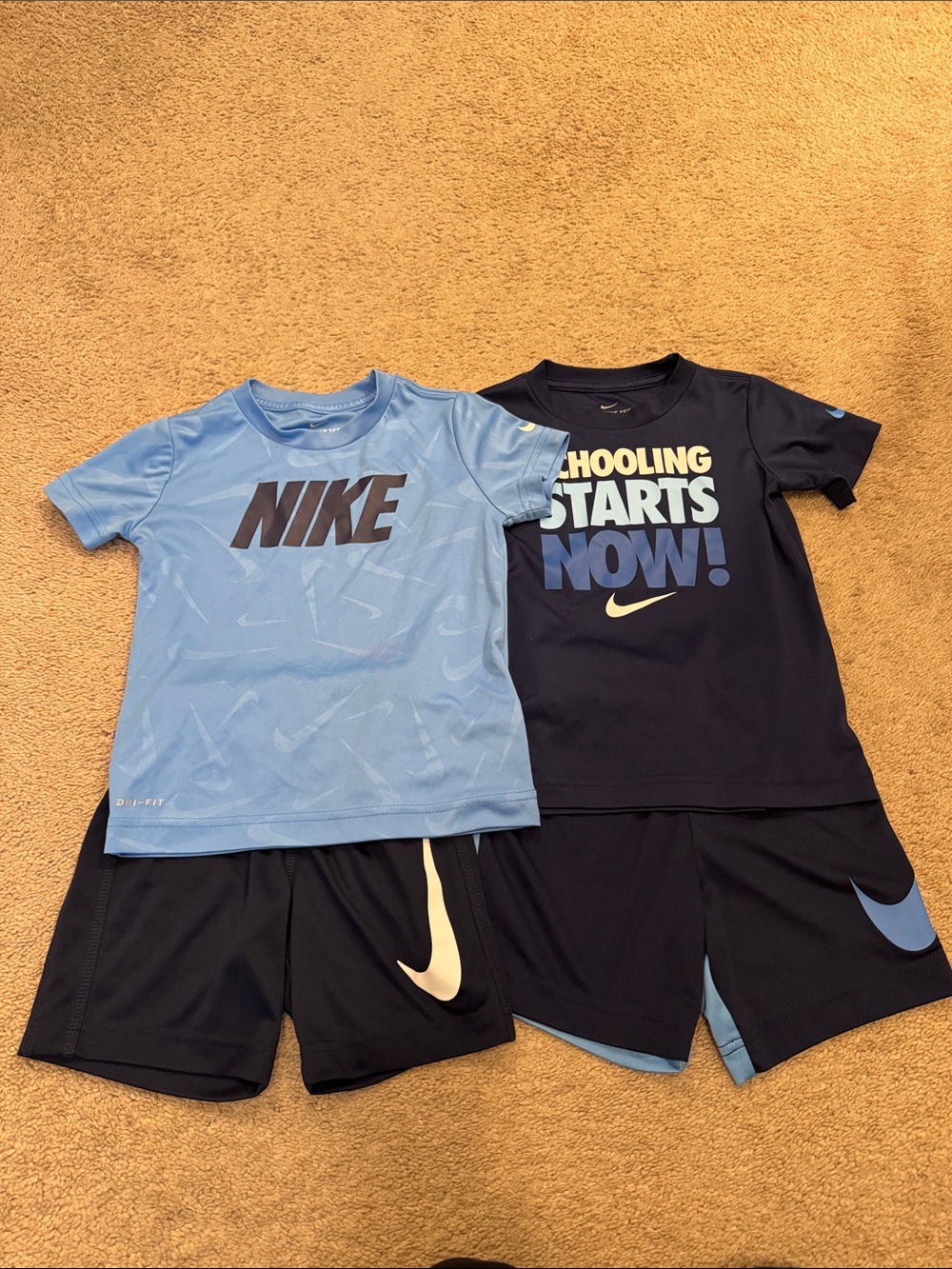 Nike Kids Short Sleeve Tee & Shorts Set - Light Blue & Black